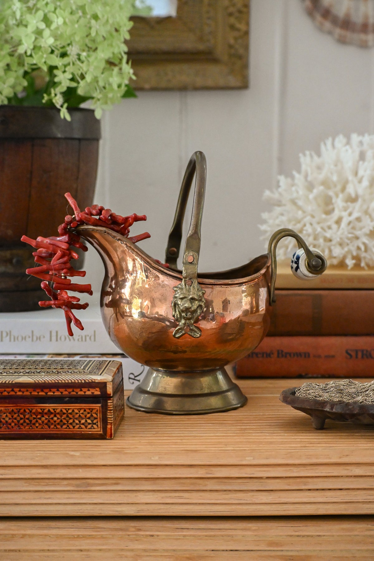 Mini Copper Scuttle with Porcelain Handle