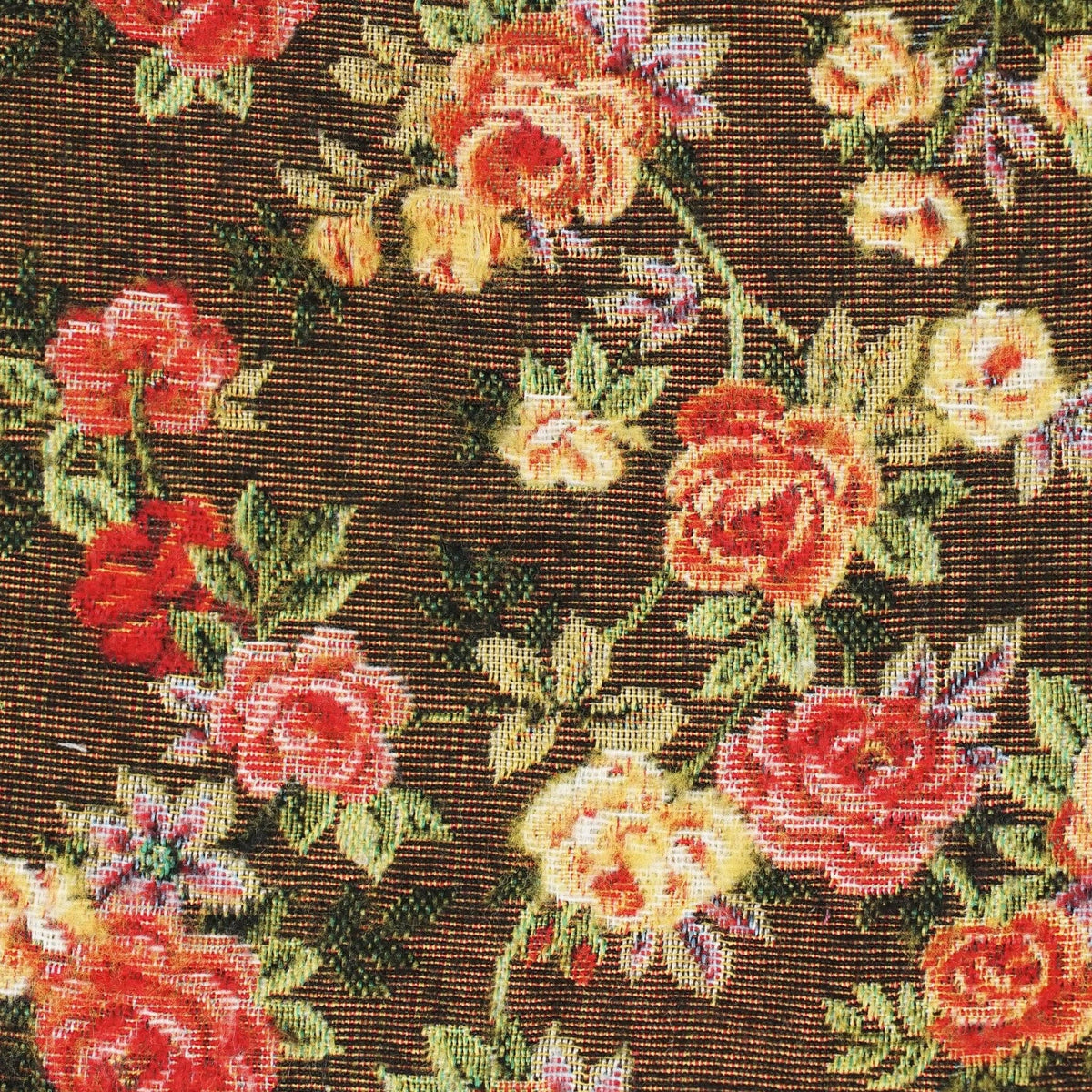 Mini Coin Purse - Floral Jacquard Brown & Red