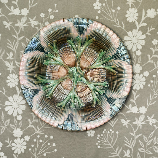 19th Century Etruscan Majolica Shell and Seaweed Plate
