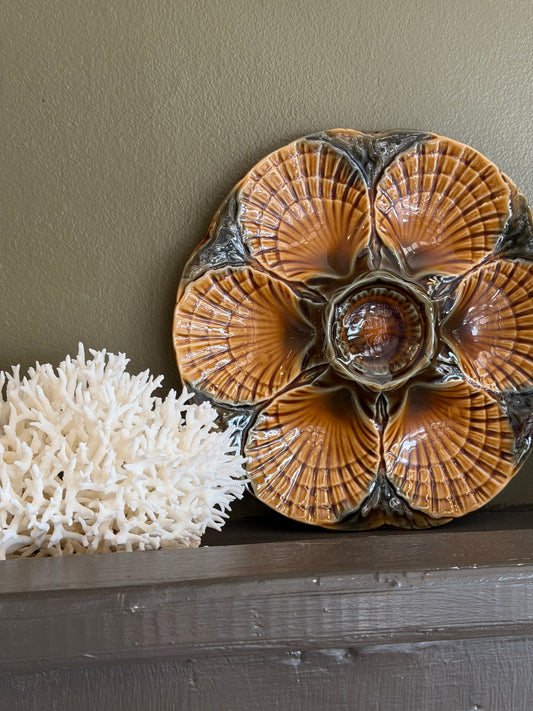 Green & Orange Shell Oyster Plate