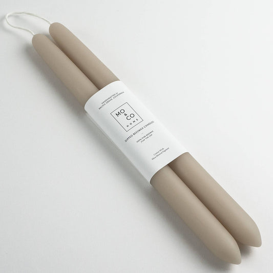Clay | Dipped Beeswax Taper Candles | All Natural: 10 Inches