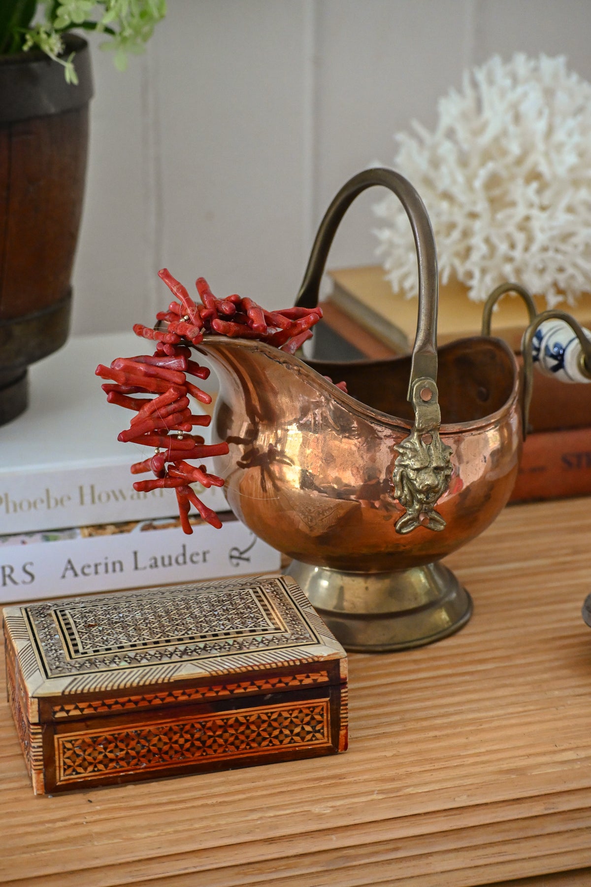 Mini Copper Scuttle with Porcelain Handle