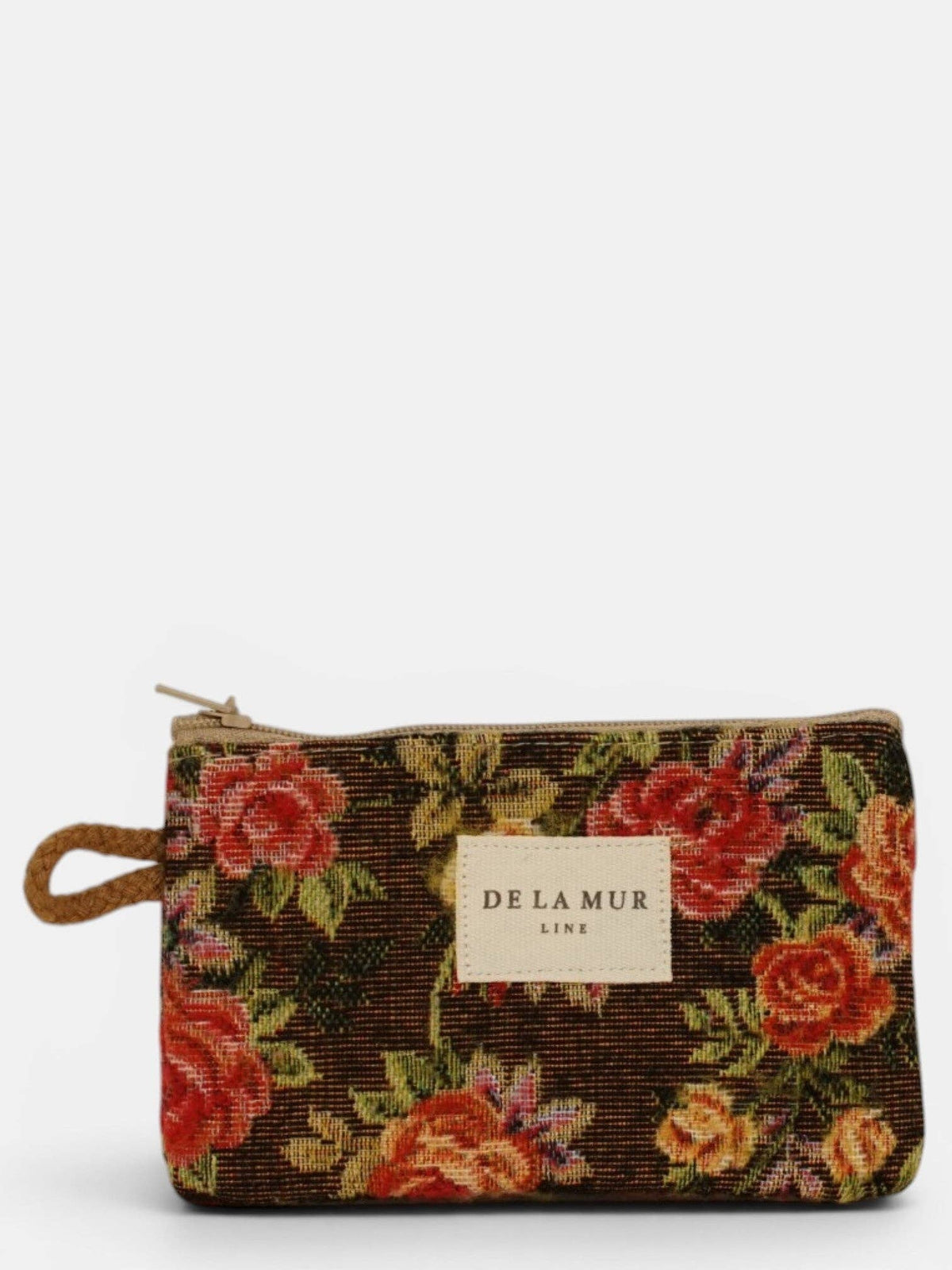 Mini Coin Purse - Floral Jacquard Brown & Red