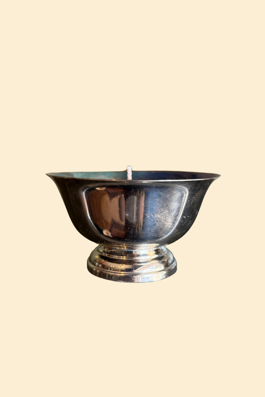 Silverplate Enamel Candle Bowl