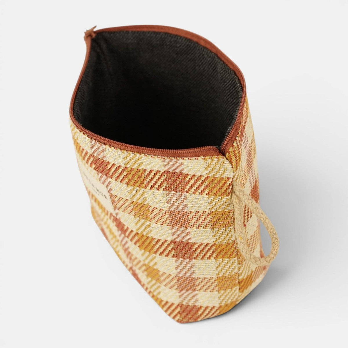 Small Makeup Bag - Gingham Jacquard Terracotta & Orange