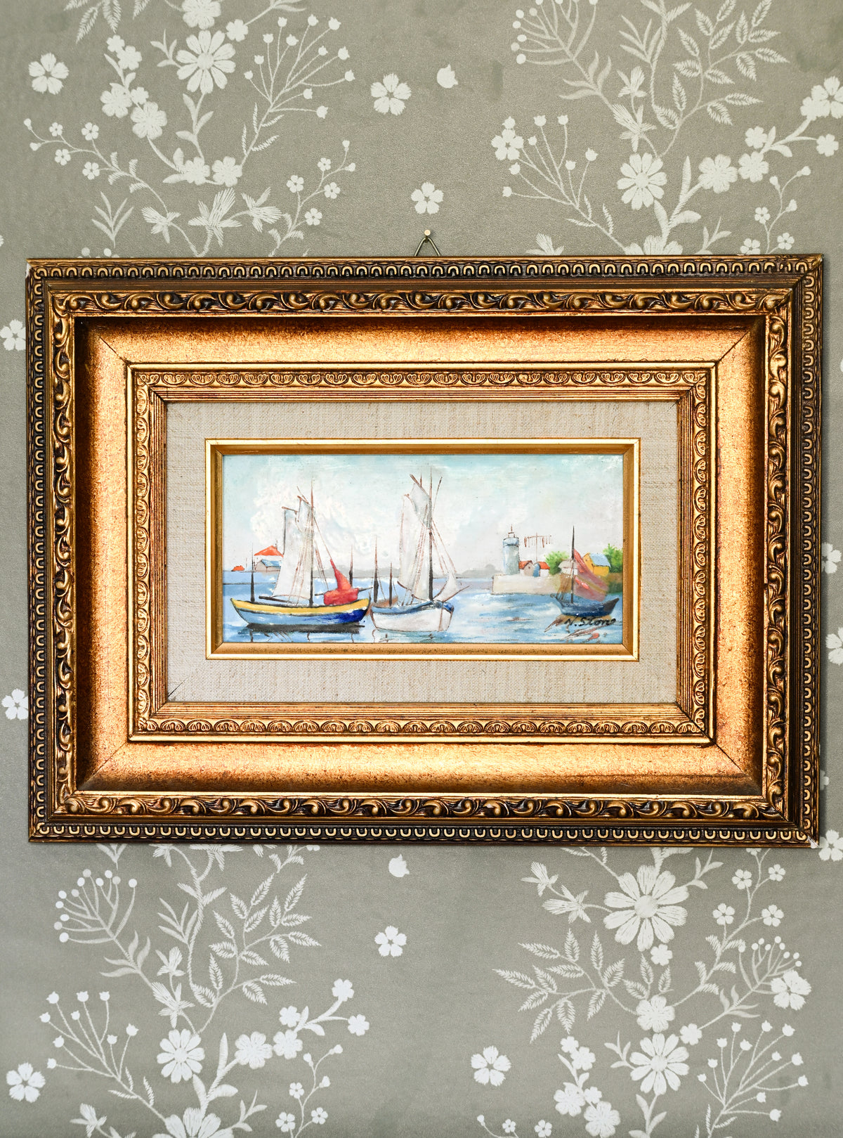 Framed Tin Sailboat Scene