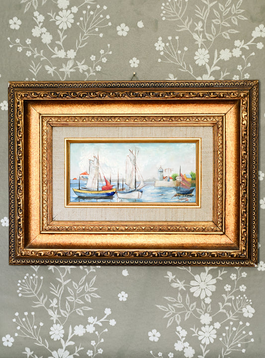 Framed Tin Sailboat Scene