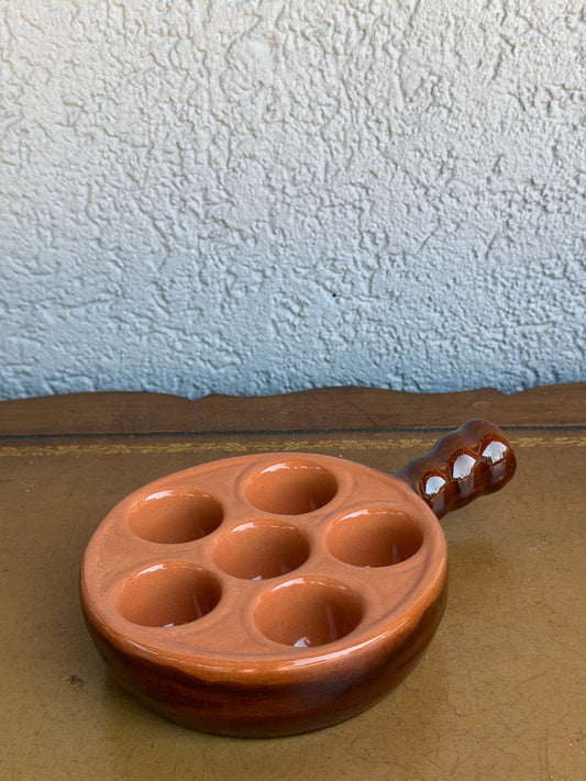 Two Tone Escargot Tray - Salmon & Brown