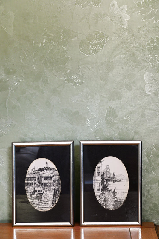 Vintage Martin Tang Framed Lithograph Sketches