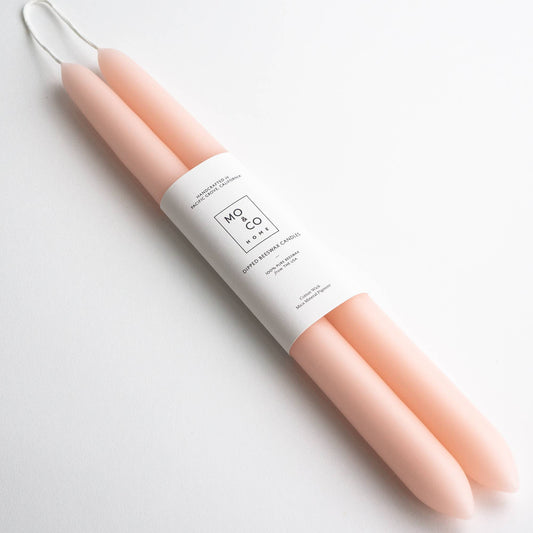 Pink Rose | Dipped Beeswax Taper Candles | All Natural, Hand: 10 Inches