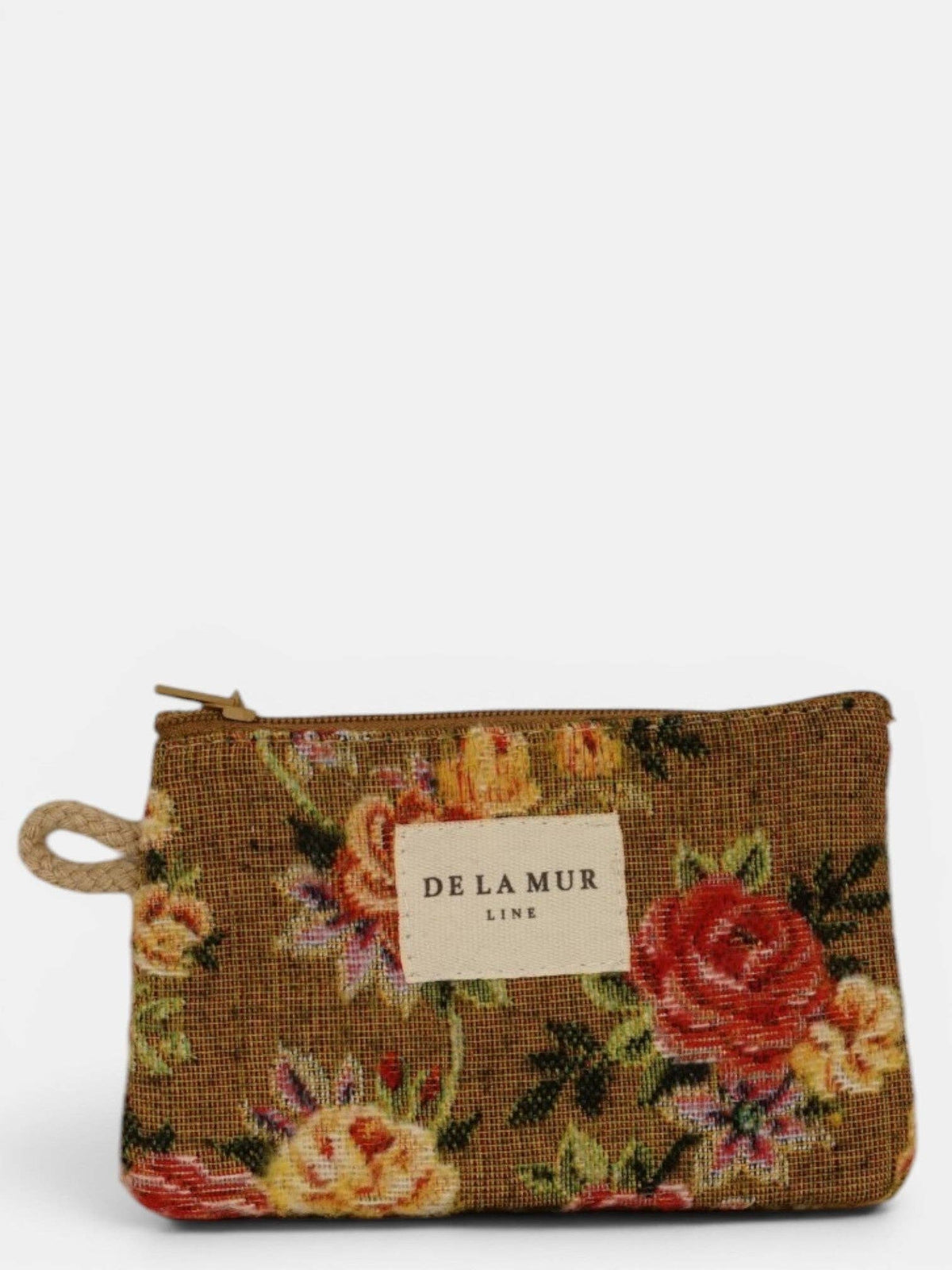 Mini Coin Purse - Floral Jacquard Mustard & Red