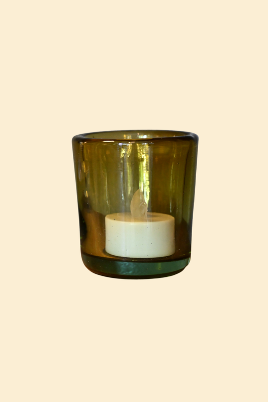 Olive Handblown Votive Glass