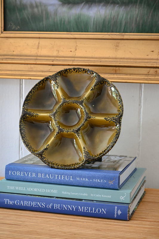 Speckled Olive Oyster Plate