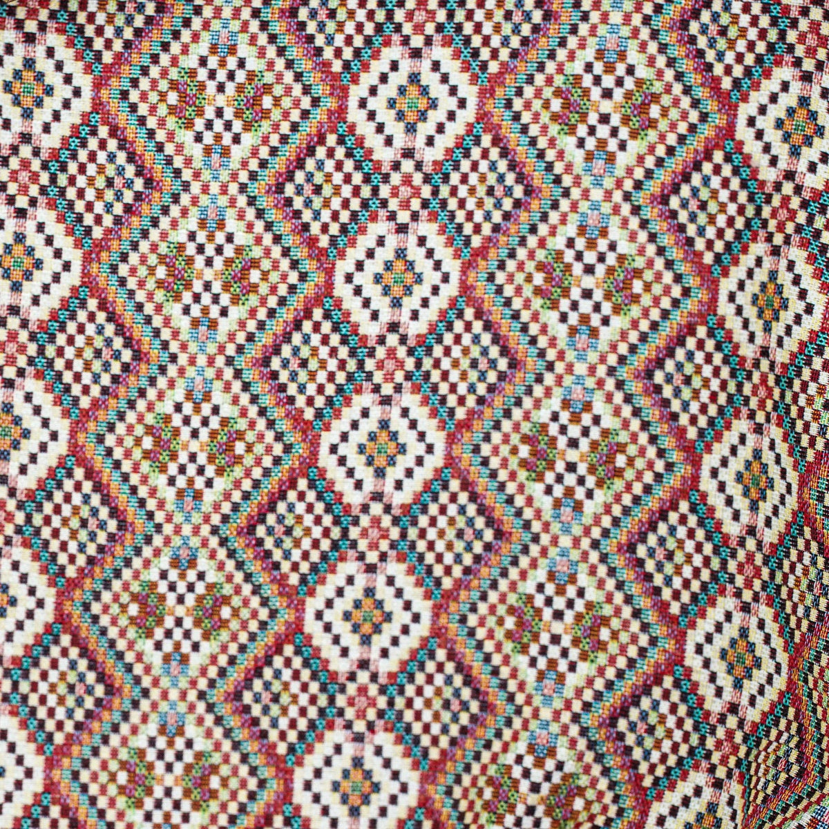 Small Makeup Bag - Geometric Jacquard Red Multicolor
