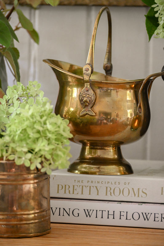 Mini Brass Scuttle with Wood Handle