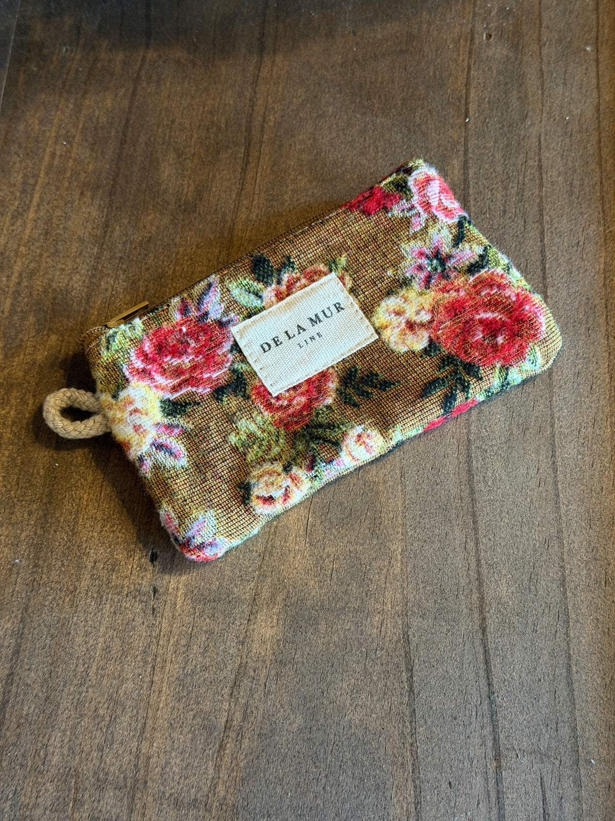 Mini Coin Purse - Floral Jacquard Mustard & Red