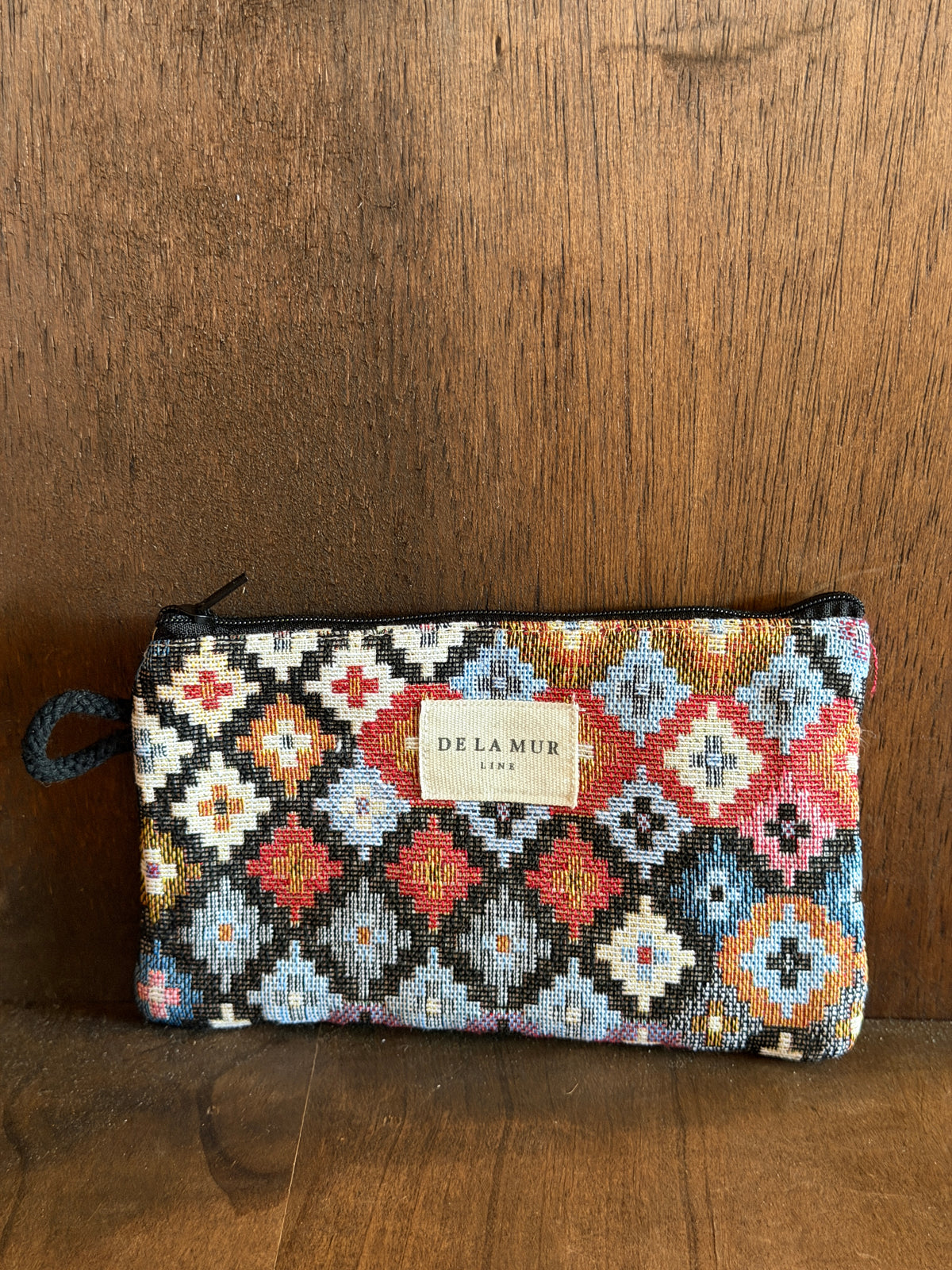 Small Makeup Bag / Coin Purse - Geometric Jacquard Multicolor