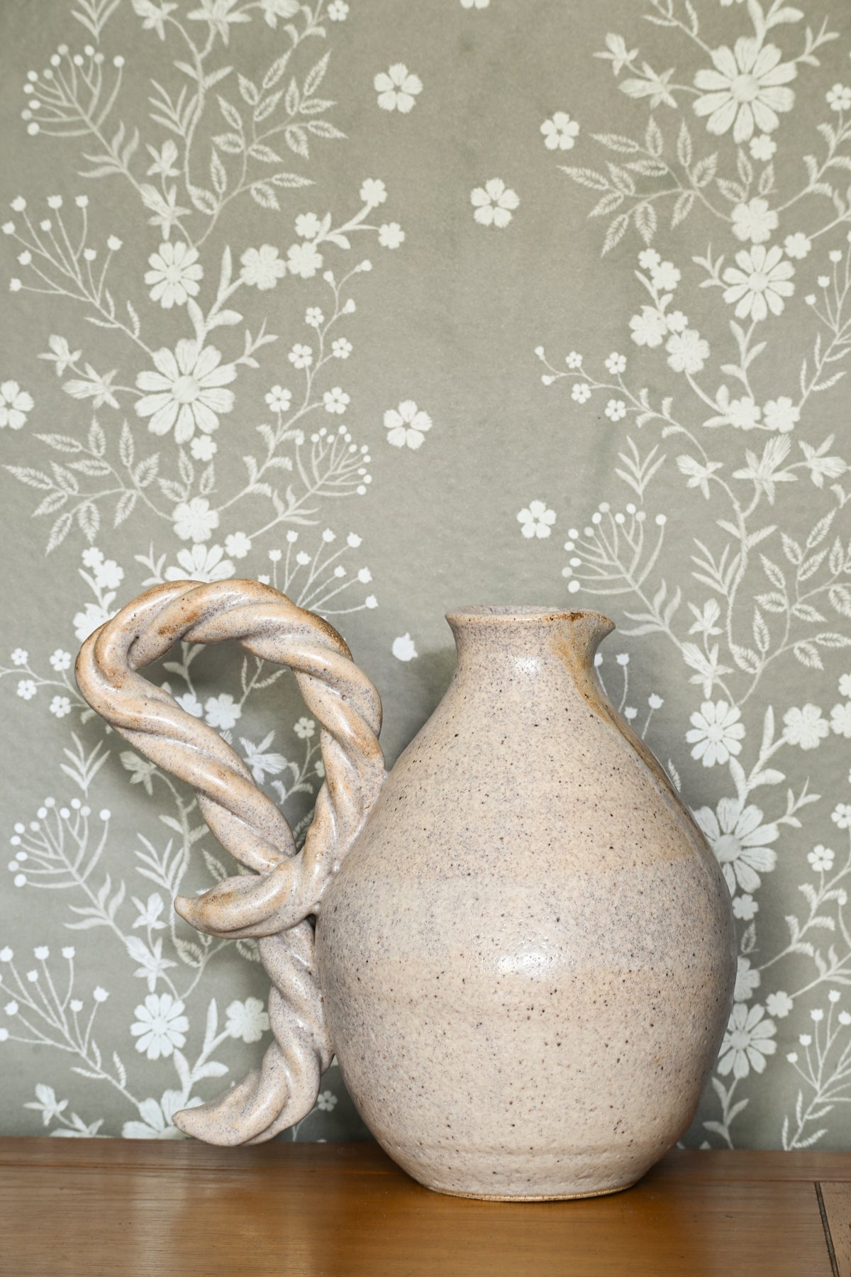 Twisted Handle Stoneware Pitcher