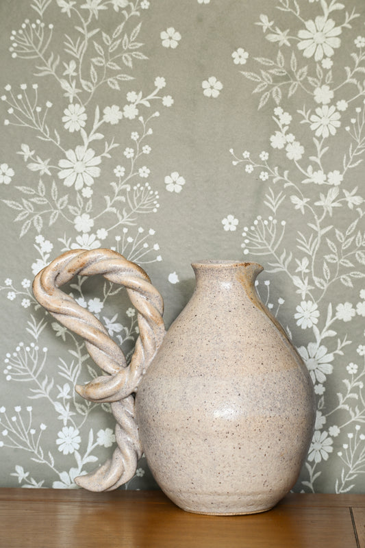 Twisted Handle Stoneware Pitcher
