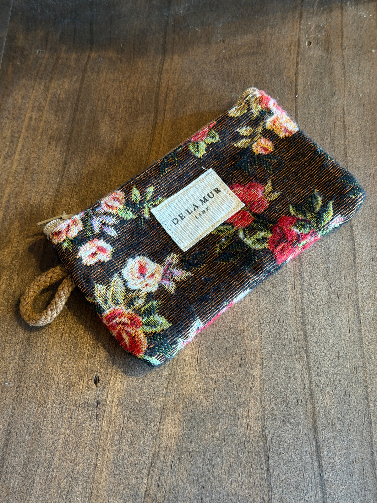 Mini Coin Purse - Floral Jacquard Brown & Red