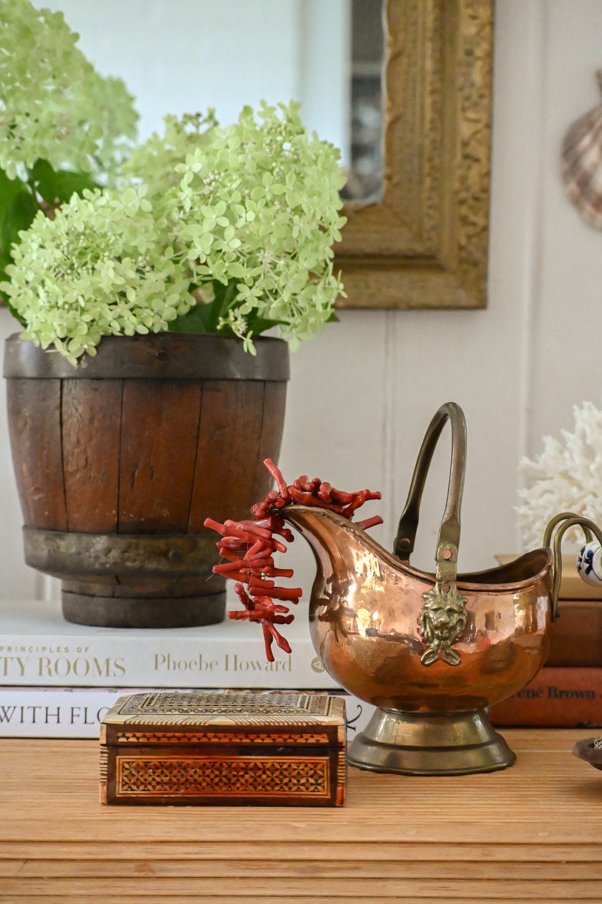 Mini Copper Scuttle with Porcelain Handle