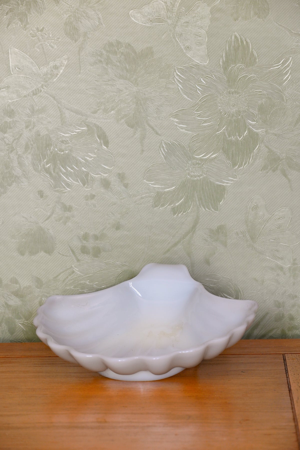 Milk Glass Scallop Dish