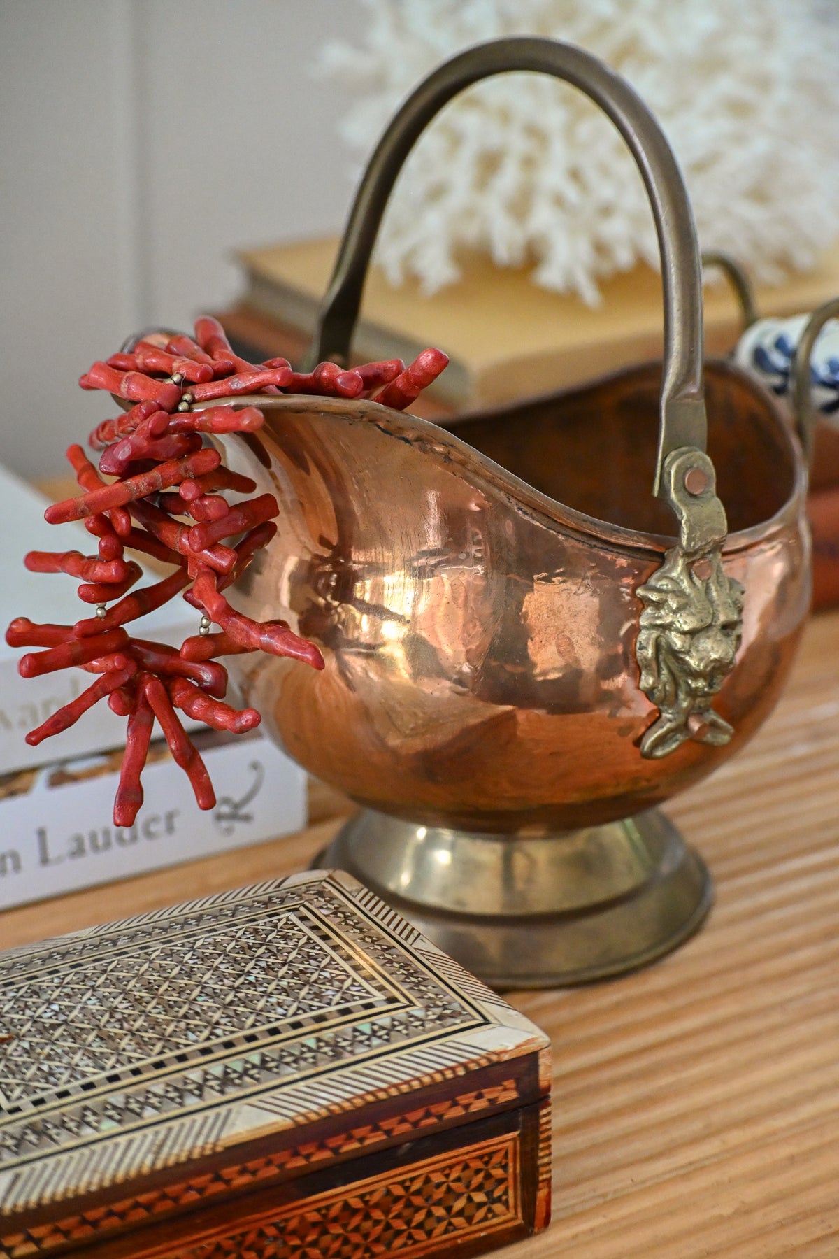 Mini Copper Scuttle with Porcelain Handle