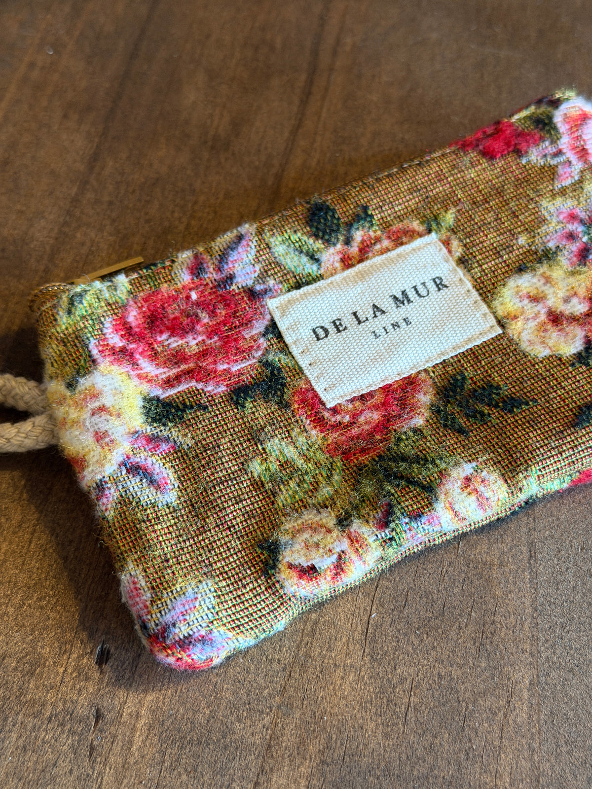 Mini Coin Purse - Floral Jacquard Mustard & Red