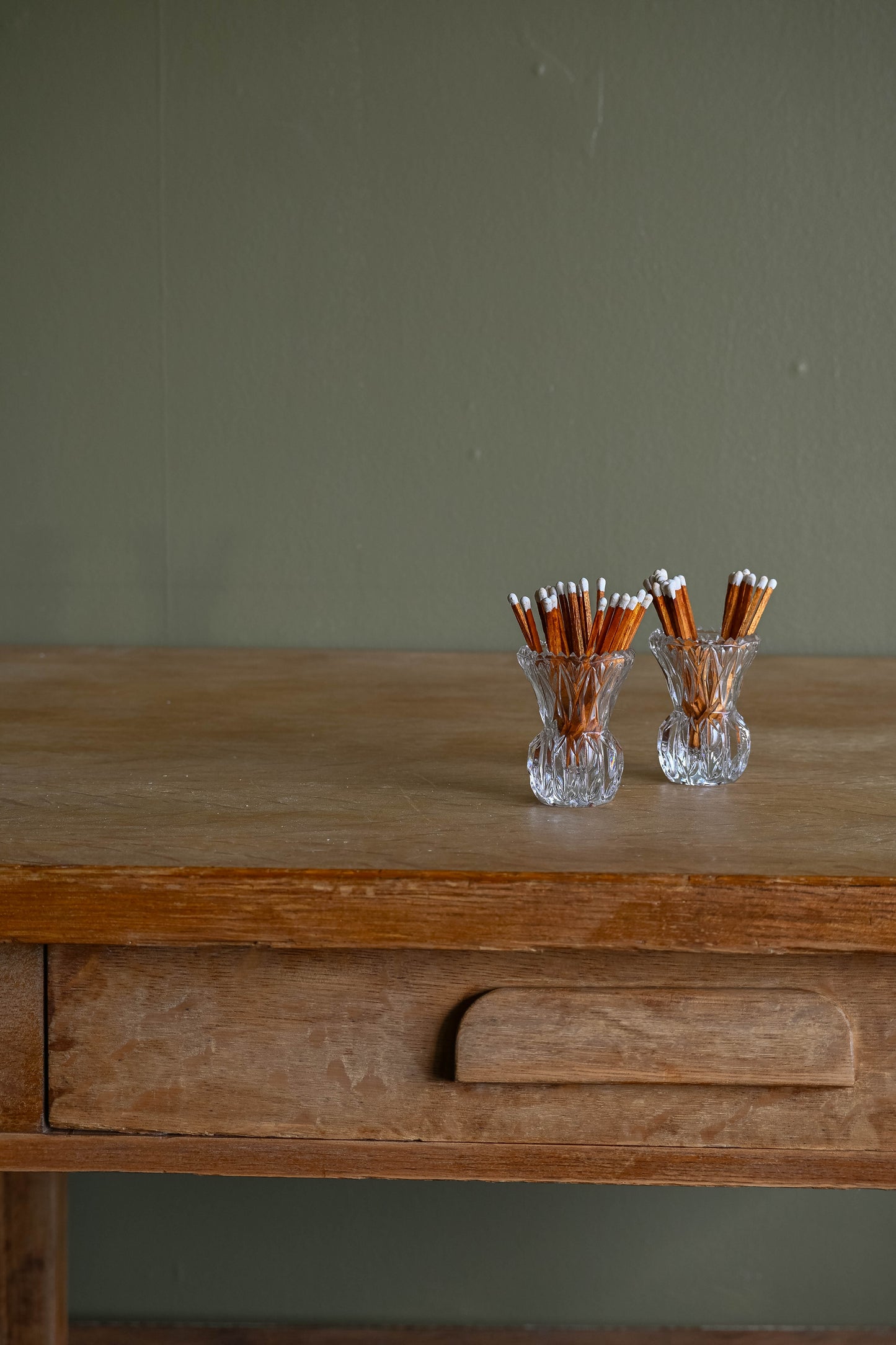 Medium Cut Glass Trumpet Match Holder
