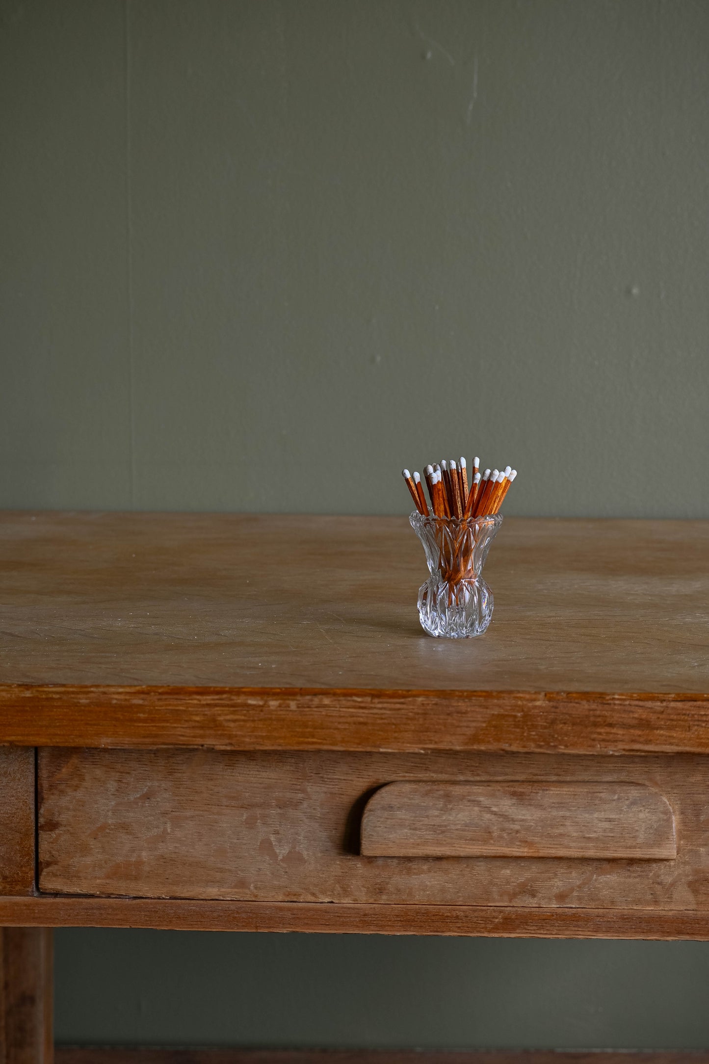 Medium Cut Glass Trumpet Match Holder
