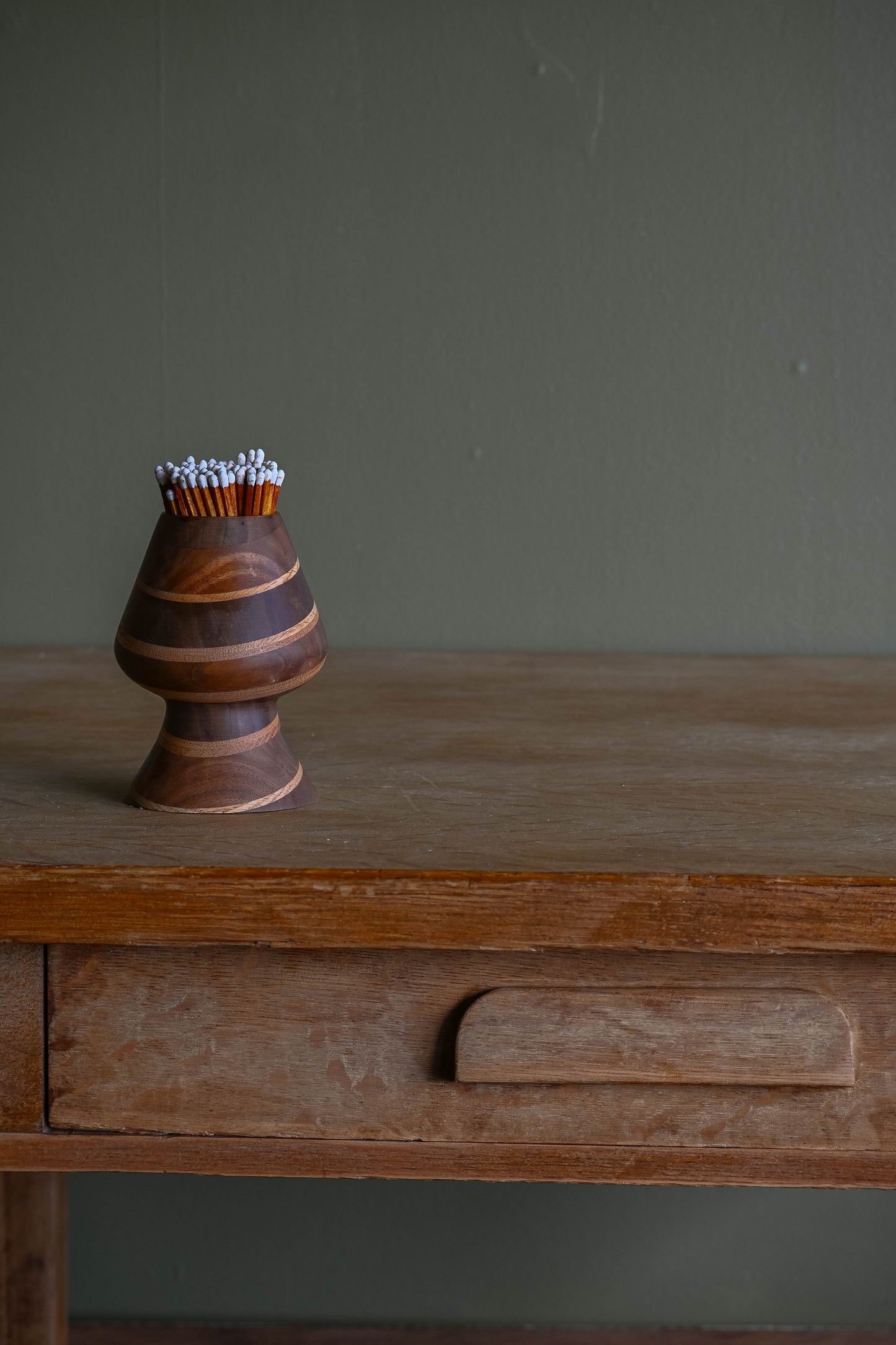 Turned Wood Hearth Match Holder