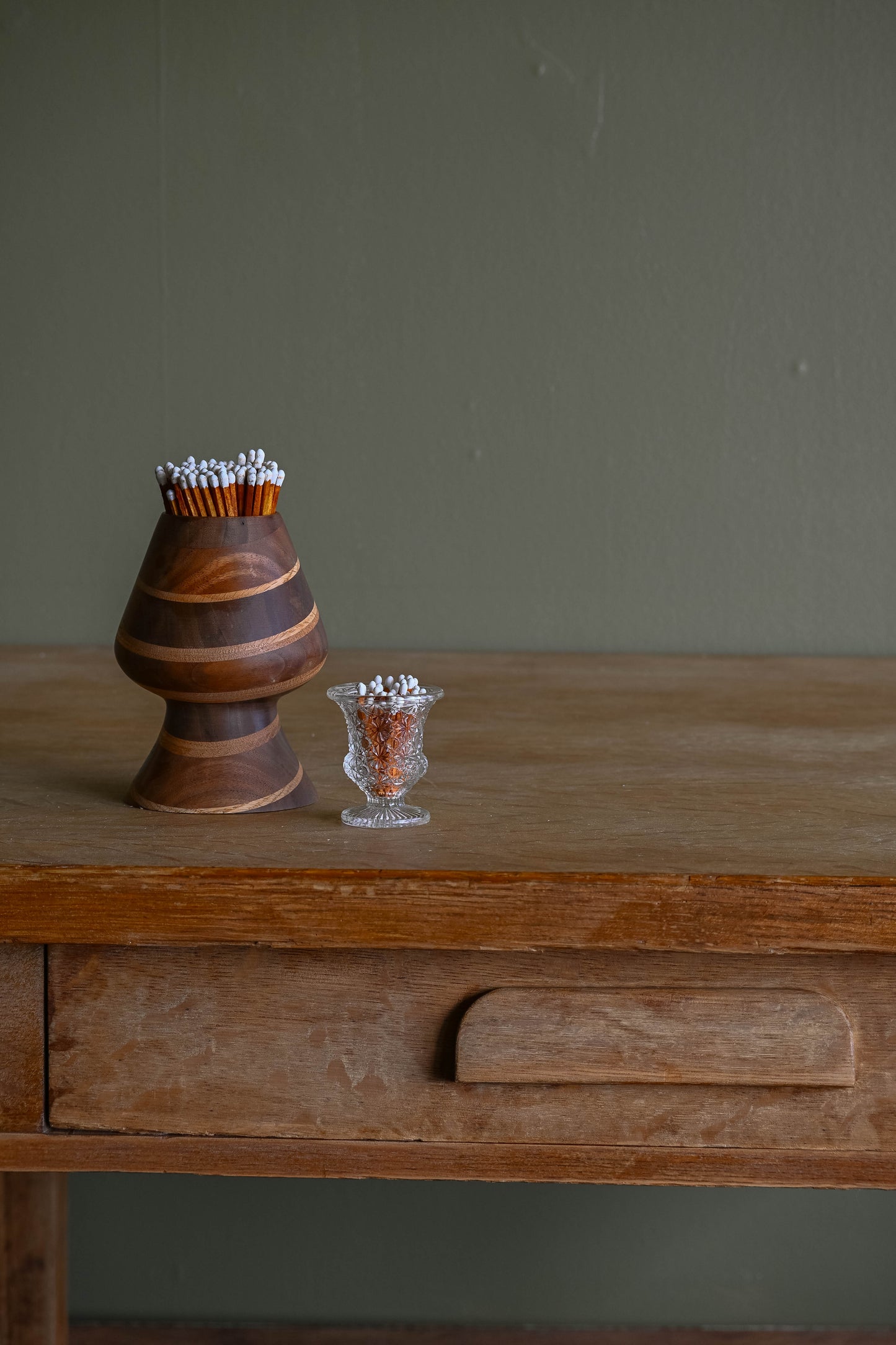 Turned Wood Hearth Match Holder