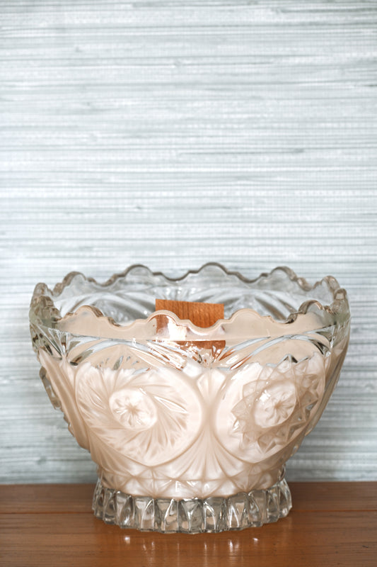Crystal Cut Glass Candle Bowl