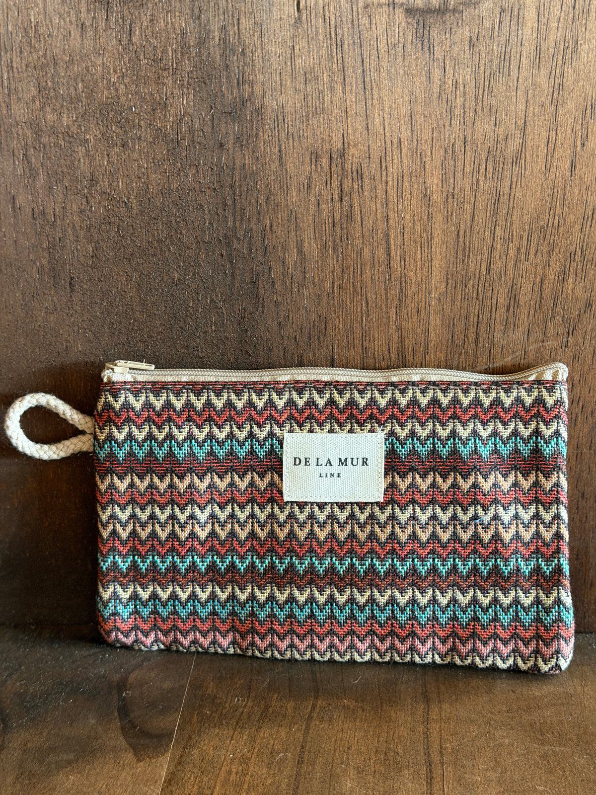 Small Makeup Bag / Coin Purse - Zigzag Jacquard Multicolor
