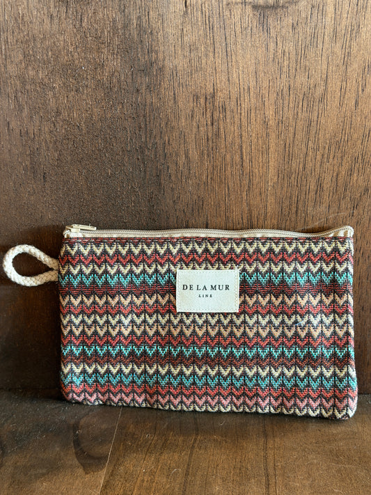 Small Makeup Bag / Coin Purse - Zigzag Jacquard Multicolor