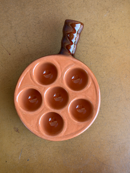 Two Tone Escargot Tray - Salmon & Brown