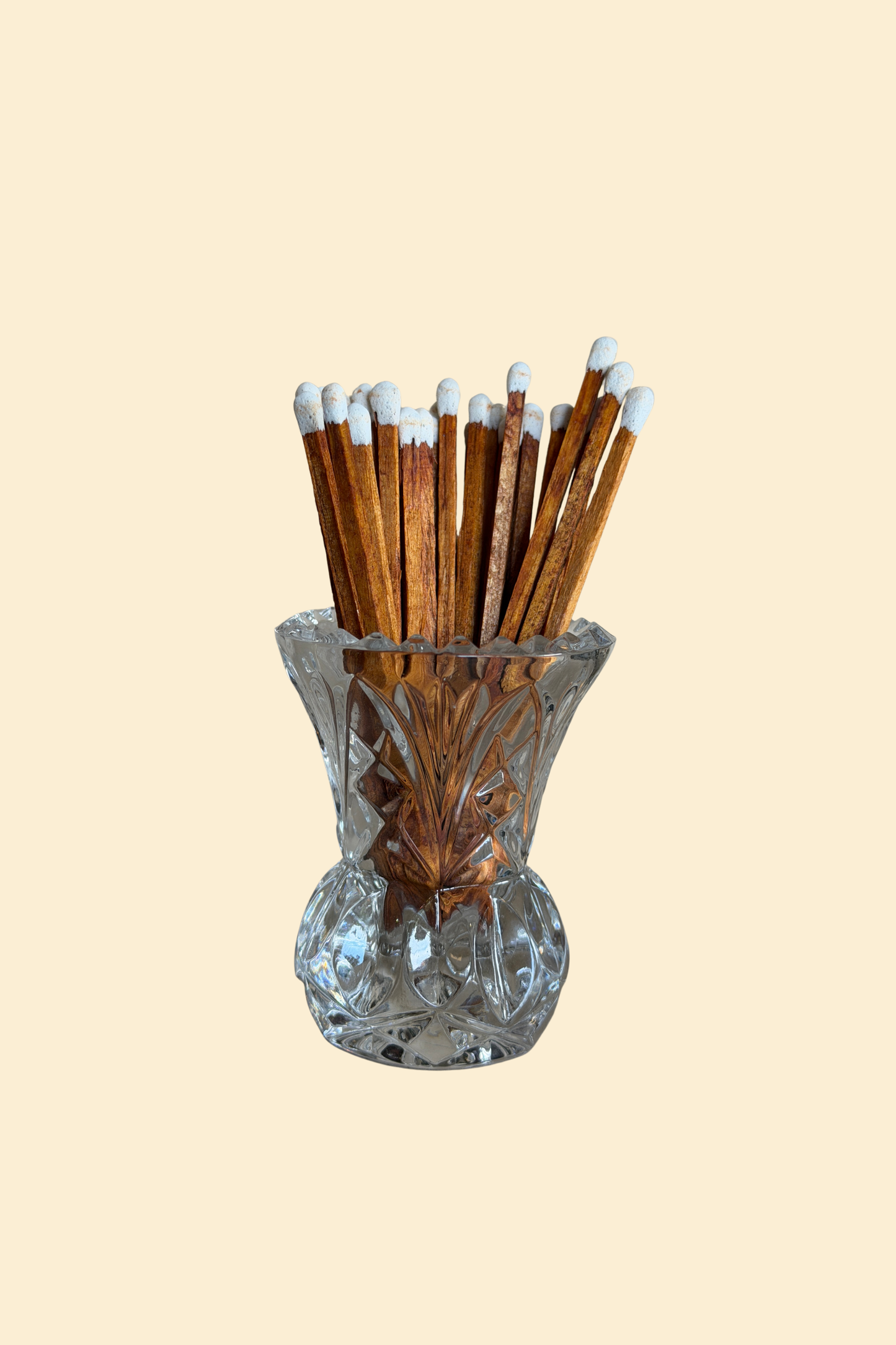 Medium Cut Glass Trumpet Match Holder