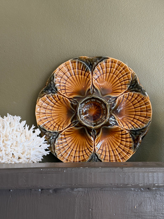 Green & Orange Shell Oyster Plate