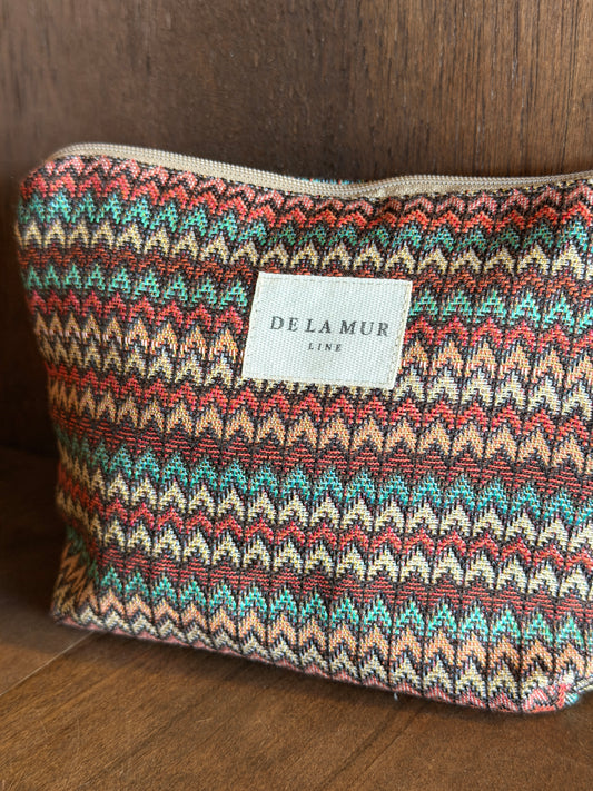Small Makeup Bag - Zigzag Jacquard Multicolor