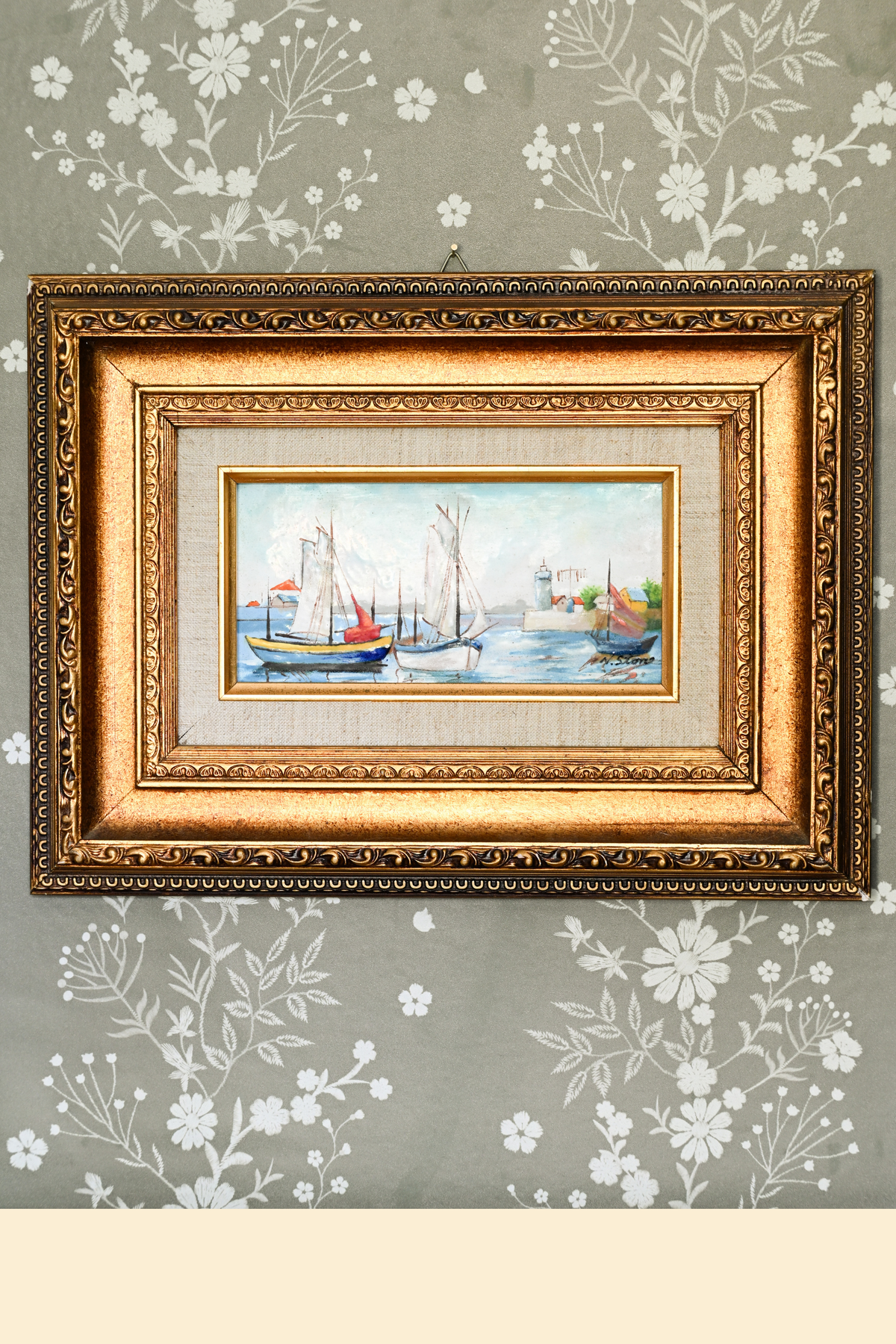 Framed Tin Sailboat Scene