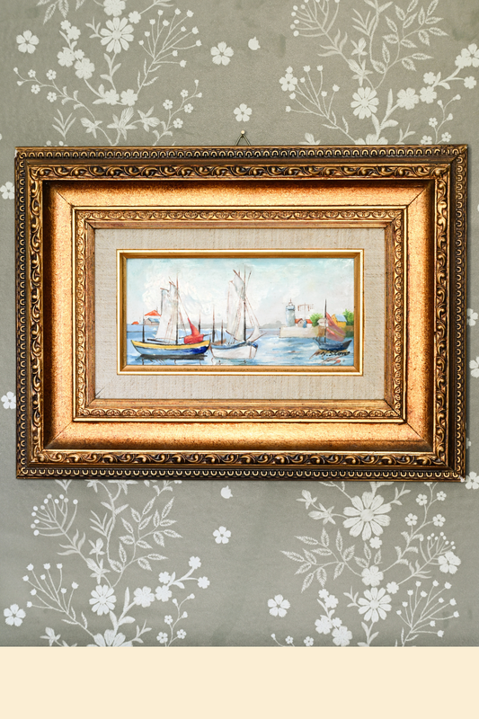 Framed Tin Sailboat Scene
