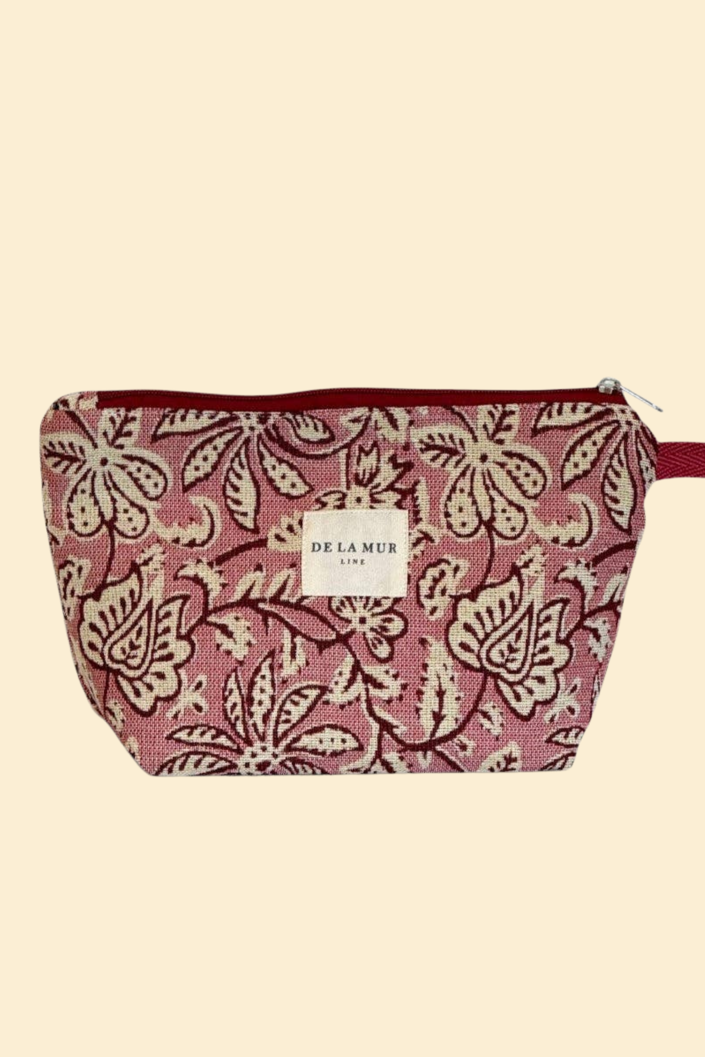 Large Makeup Bag Pink Floral Jacquard