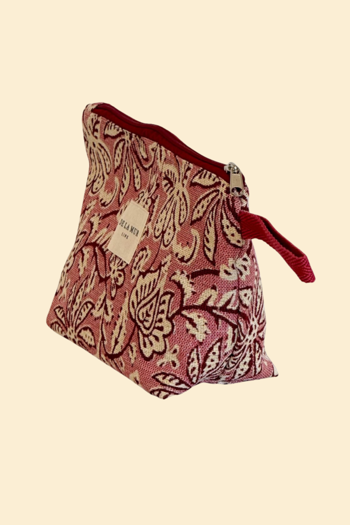 Large Makeup Bag Pink Floral Jacquard