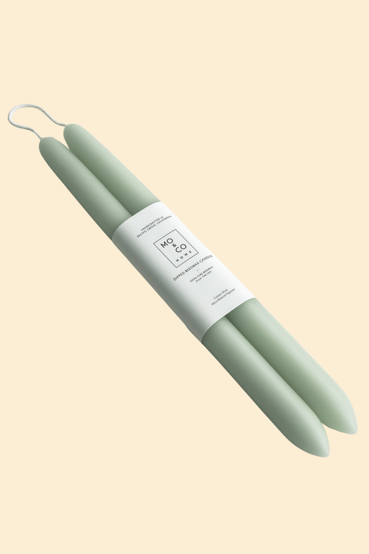 Eucalyptus | Dipped Beeswax Taper Candles | All Natural: 10 Inches