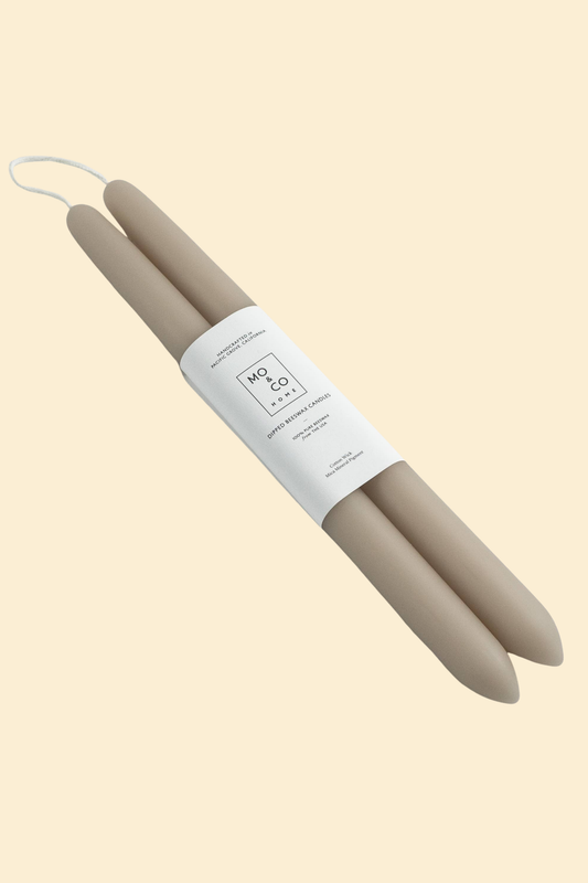 Clay | Dipped Beeswax Taper Candles | All Natural: 10 Inches