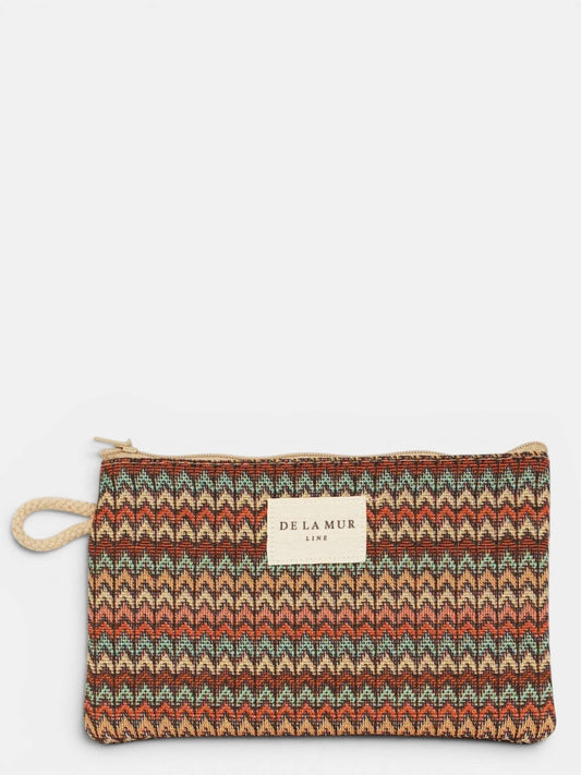 Small Makeup Bag / Coin Purse - Zigzag Jacquard Multicolor